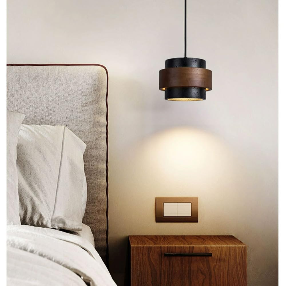 JIANGXMF Nordic Natural Travertine Pendant Light Wabi-sabi Stone Chandelier Retro Industry Hanging Ceiling Lamp for Bedroom Bedside Study Dining Table Lighting (Black) JIANGXMF uk supplements