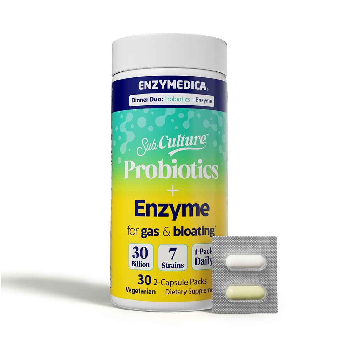 Enzymedica Dinner Duo for Gas & Bloating – Probiotics + Digestive Enzyme Packets for Occasional Gas, 30B CFU of 7 Live Strains, Vegetarian – 30 Daily Packs Enzymedica uk supplements