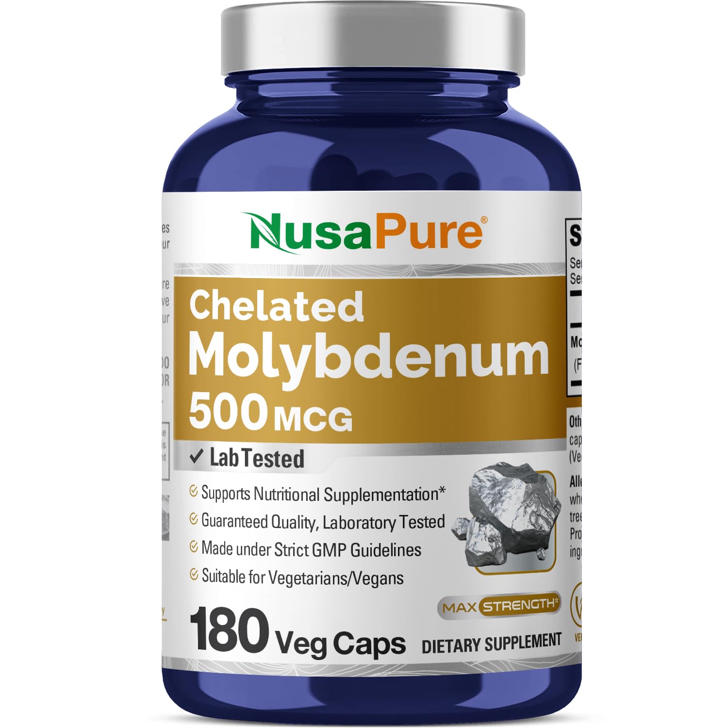 NusaPure Chelated Molybdenum 500 mcg 180 Vegetarian Caps (Vegan, Non-GMO) NusaPure uk supplements