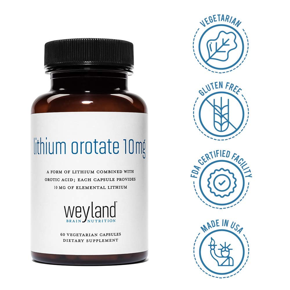 Weyland Brain Nutrition: Lithium Orotate 10mg (1 Bottle), 60 Vegetarian Weyland Brain Nutrition uk supplements