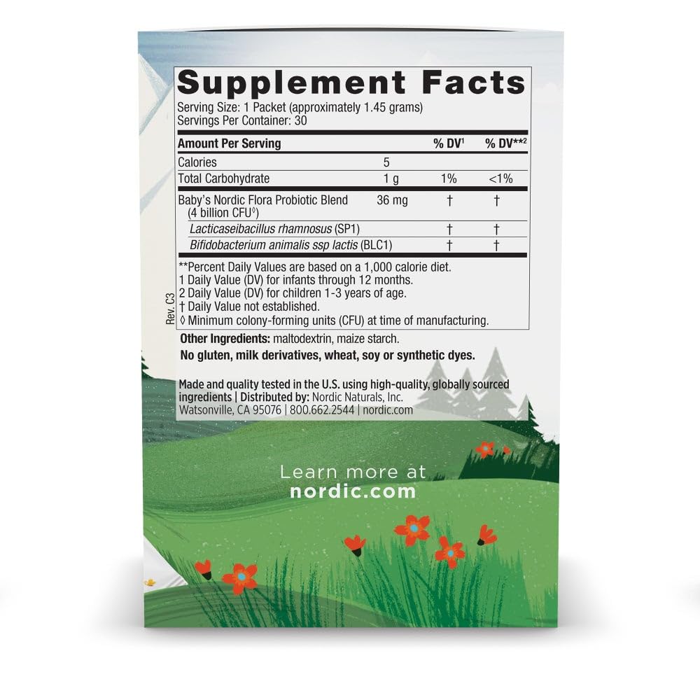 Nordic Naturals Baby’s Nordic Flora Probiotic Powder, Unflavored - 30 Packets - 4 Billion CFU - Digestive Health & Immune Support for Babies & Toddlers (6 Months to 3 Years) - 30 Servings Nordic Naturals uk supplements