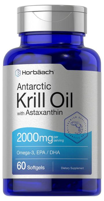 Horbäach Antarctic Krill Oil 2000mg | 60 Softgel Capsules | Omega-3, EPA, DHA Supplemen Horbäach uk supplements