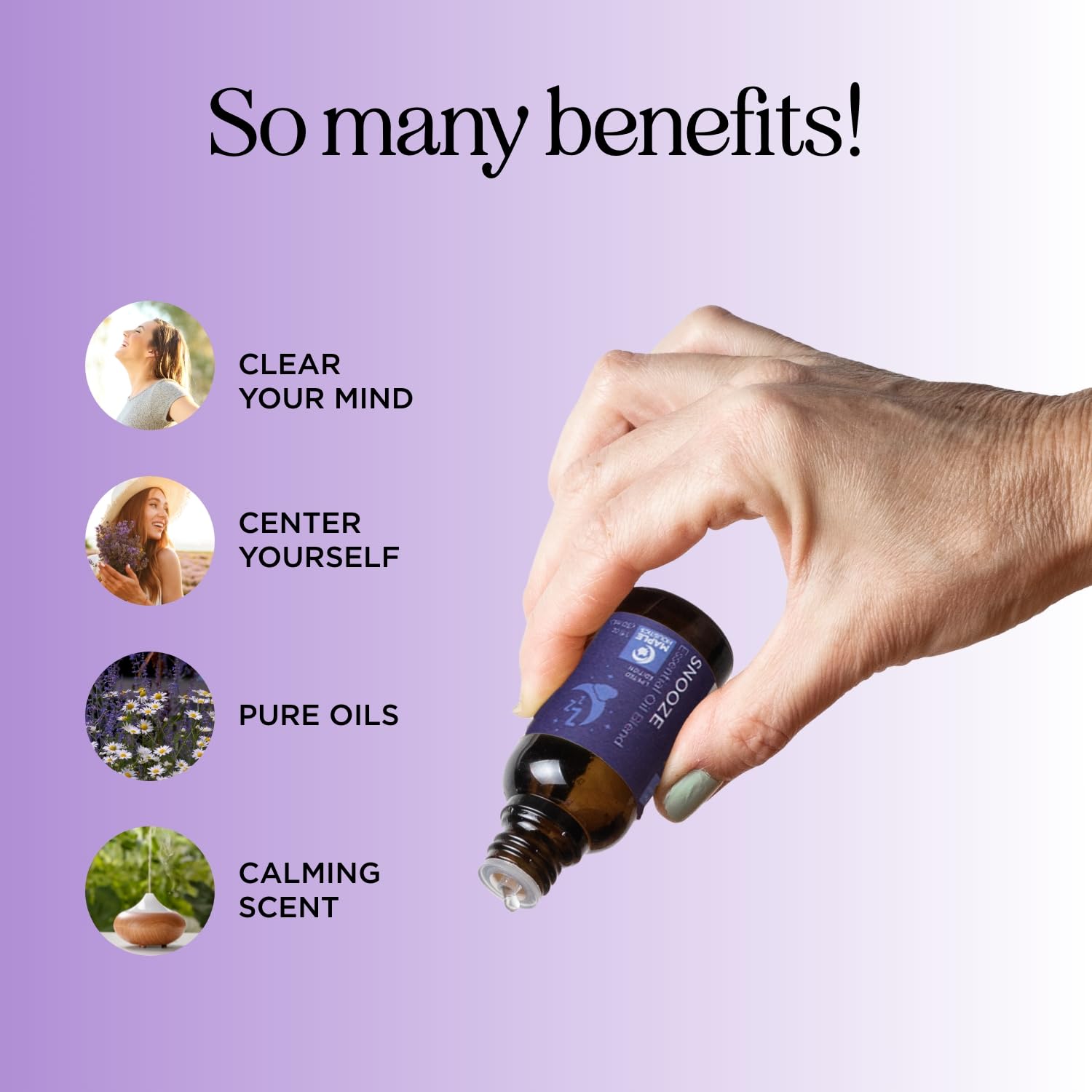 Sleep Essential Oil Blend for Diffuser - Snooze Blend Essential Oil for Sleep with Roman Chamomile Maple Holistics uk supplements