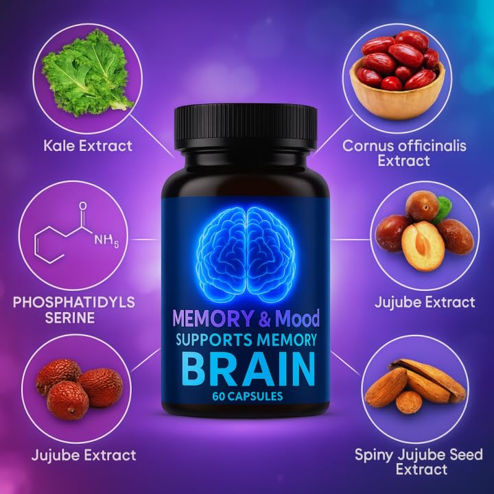Nootropic Brain Supplements for Memory and Focus, Cognitive Support Formula with B Vitamins, Folate & Dihydromyricetin – Mental Clarity & Daily Performance, 60 Capsules (1) DFTLUUE uk supplements