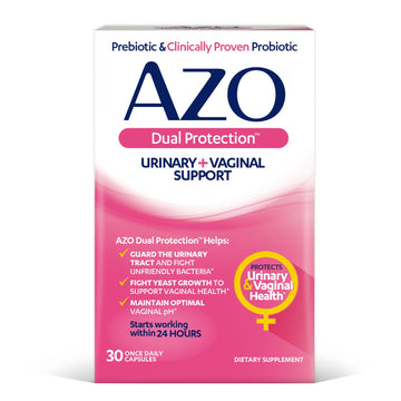 AZO Dual Protection | Urinary + Vaginal Support* | Prebiotic Plus Clinically Proven Women AZO uk supplements