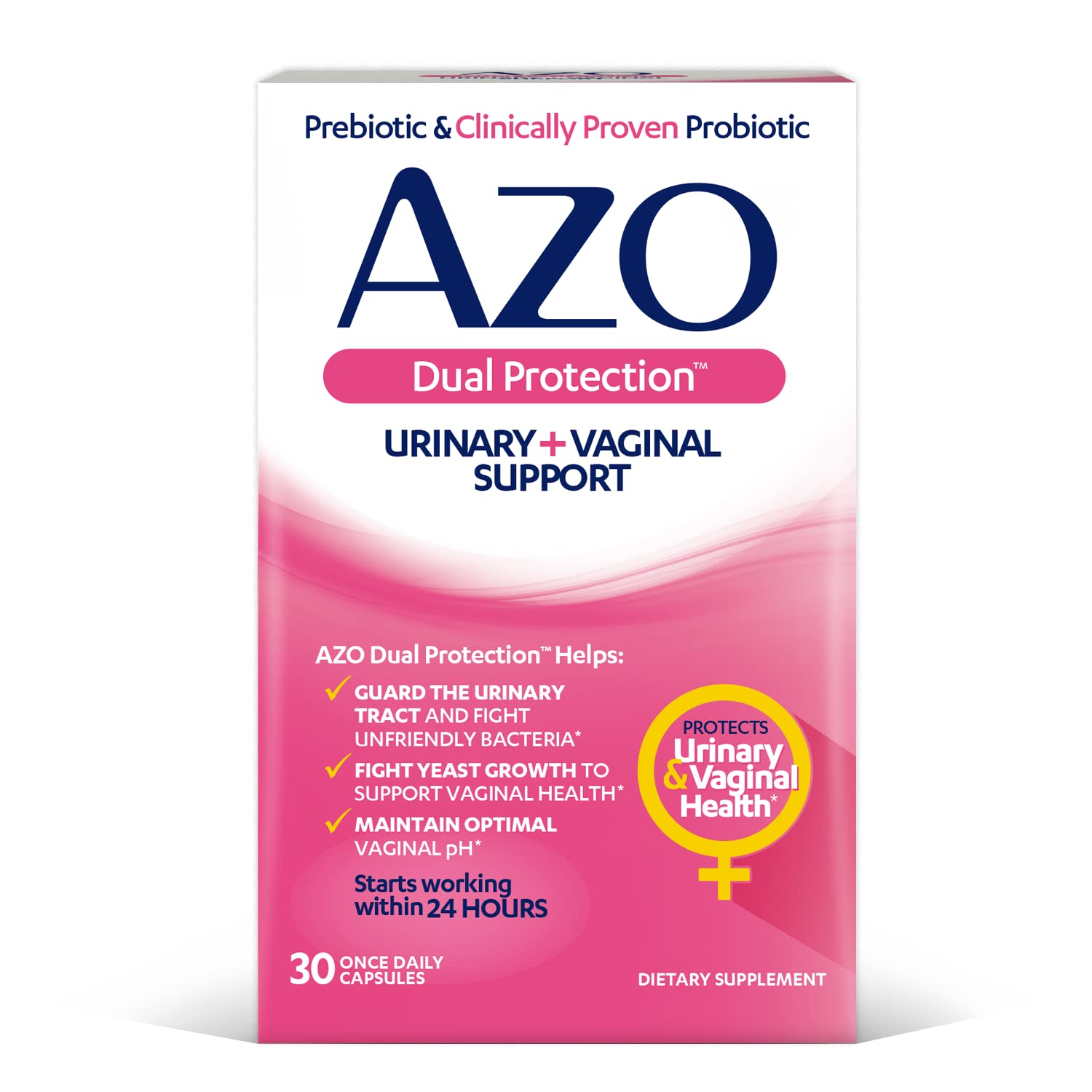 AZO Dual Protection Urinary & Vaginal Probiotic + UTI & Vaginal pH Test Kit (30 Count) AZO uk supplements