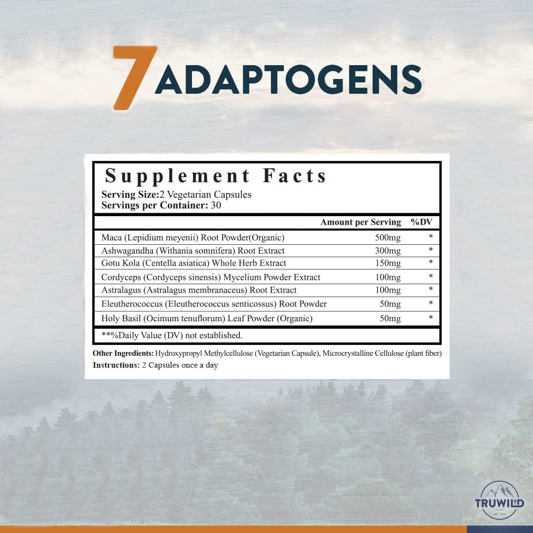 TruWild Adaptogen Blend with Cordyceps Maca Ashwagandha - Full Spectrum Mushroom TruWild uk supplements