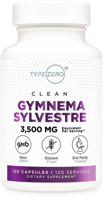 Type Zero Clean Gymnema Sylvestre 3,500mg Equivalent from 175mg of 20:1 Extract Per Serving, 120 Capsules for 120 Servings Per Bottle, Non-GMO. Gluten Free Type Zero uk supplements