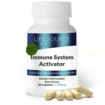 Life Source Basics Immune System Support Activator - High Purity Beta 1,3/1,6 Glucan - Immunity and Vitamin Supplement Non-GMO & Vegan Friendly for Men & Women, Gluten-Free 500 mg - 60 Capsules L LIFE SOURCE BASICS uk supplements