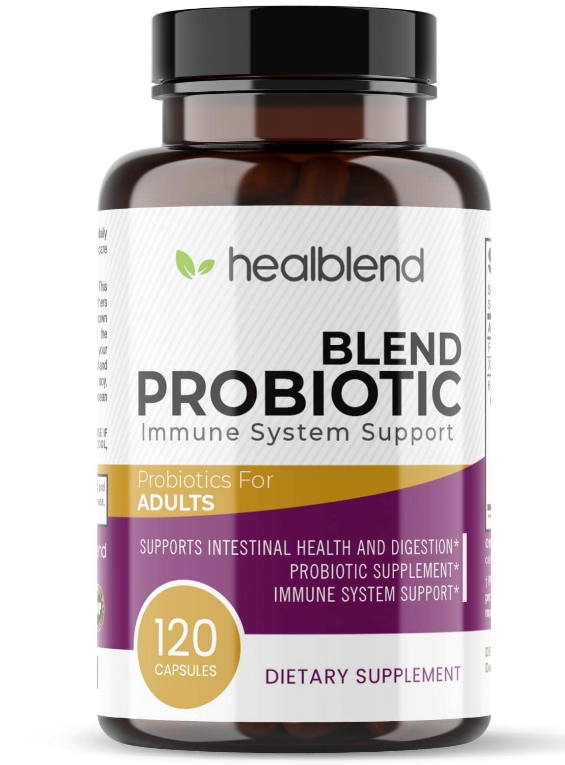 healblend Probiotic Caps Dietary Supplement Capsules, Probiotic for Women and for Men Digestive Health, Immune System Support, Non-GMO, Gluten-Free, 120 Veg Caps healblend uk supplements