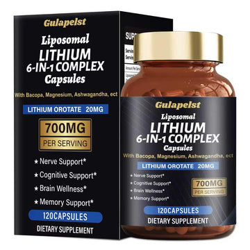 Lisopomal Lithium Orotate Complex Capsules, Lithium Orotate 20 mg, Magnesium Glycinate & Ashwagandha, Brain Health Supplements for Cognitive, Mood & Memory