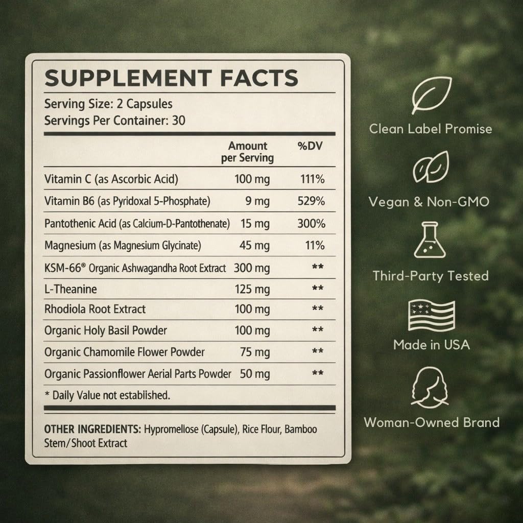 EVEKIND Cortisol Manager + Women’s Stress Relief & Hormone Balance Supplement – Adrenal Support for Mood, Focus & Energy – KSM-66® Ashwagandha, Rhodiola, L-Theanine – Vegan, Non-GMO, 60 Capsules EVEKIND uk supplements