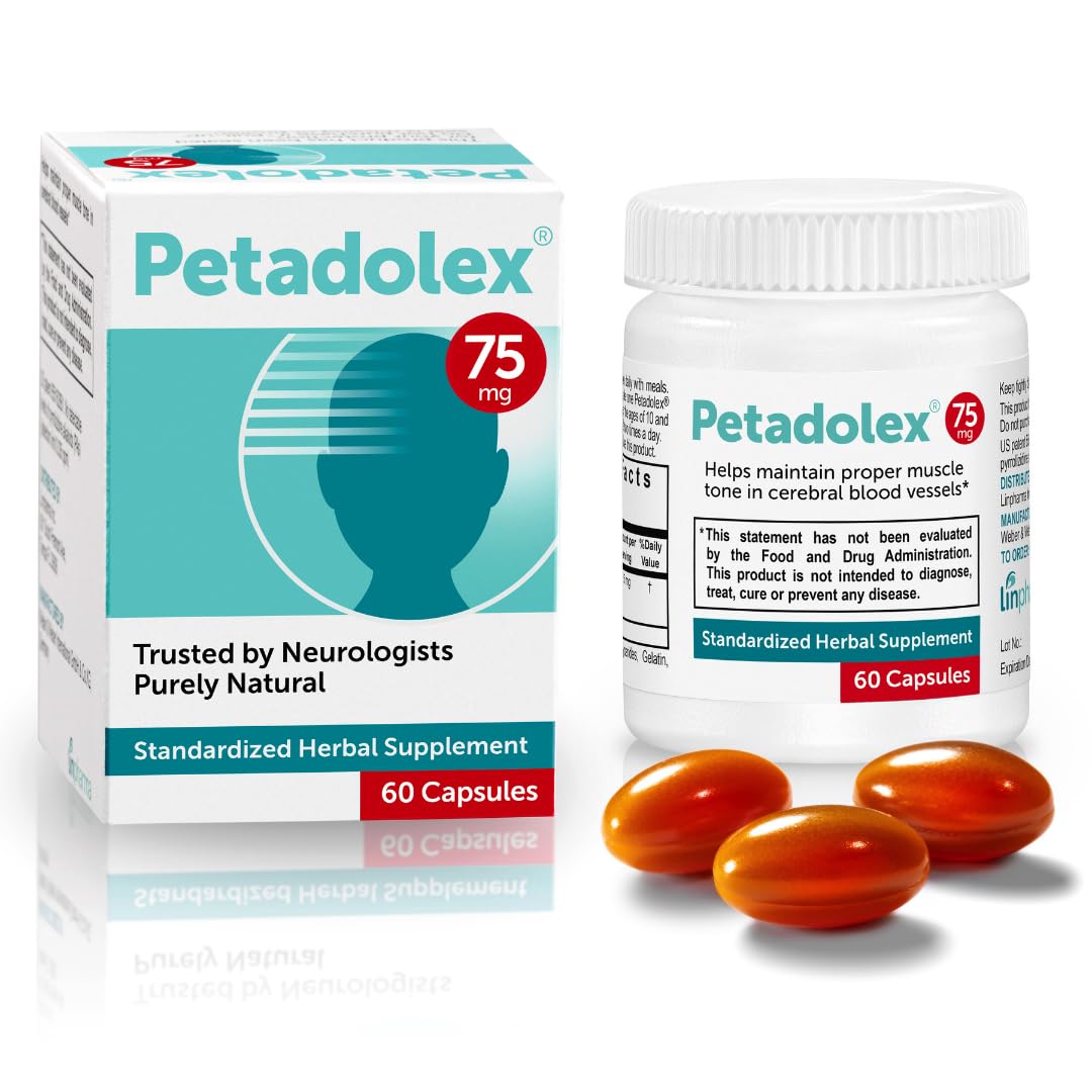 Petadolex - Migraine Relief - Patented Butterbur Root Extract, 75mg PA-Free Butterbur Extract Petadolex uk supplements