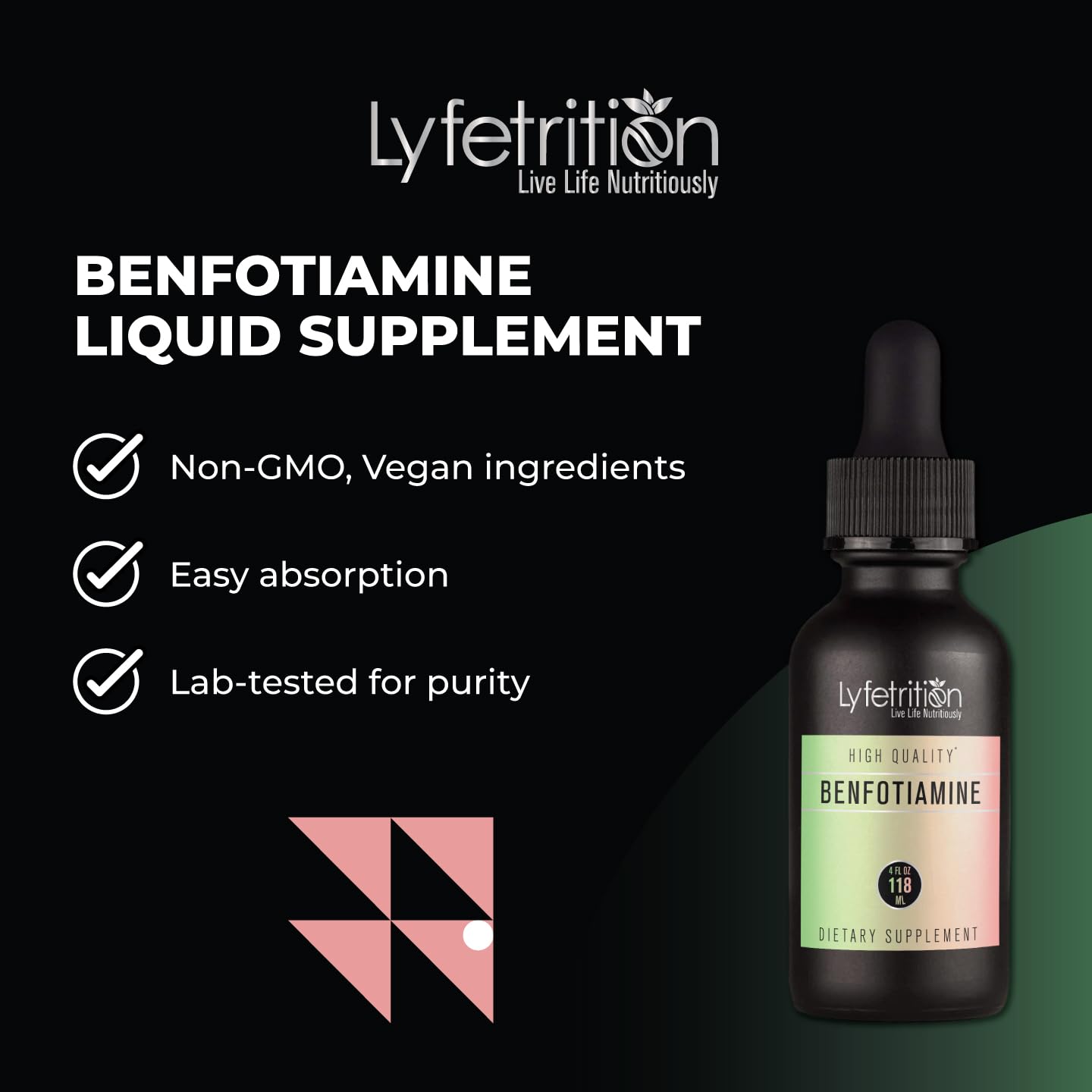 Lyfetrition Benfotiamine 118 ml, 4 FL Oz Liquid, 220 Servings, Made in USA, Quick Absorption, Potent Ingredients, Non-GMO Lyfetrition uk supplements