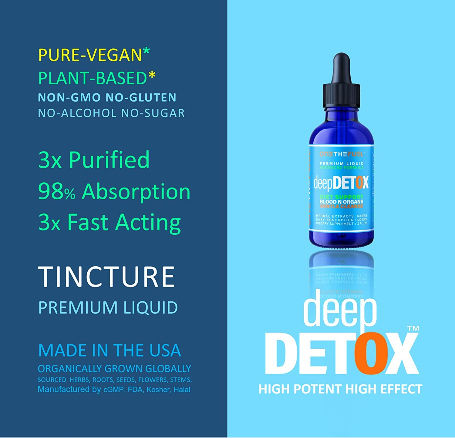 DeepDetox 2oz. Plant-Based Colon Intestinal Gut Liver Cleanse Detox Support. Purify Blood ONETHEFUEL uk supplements