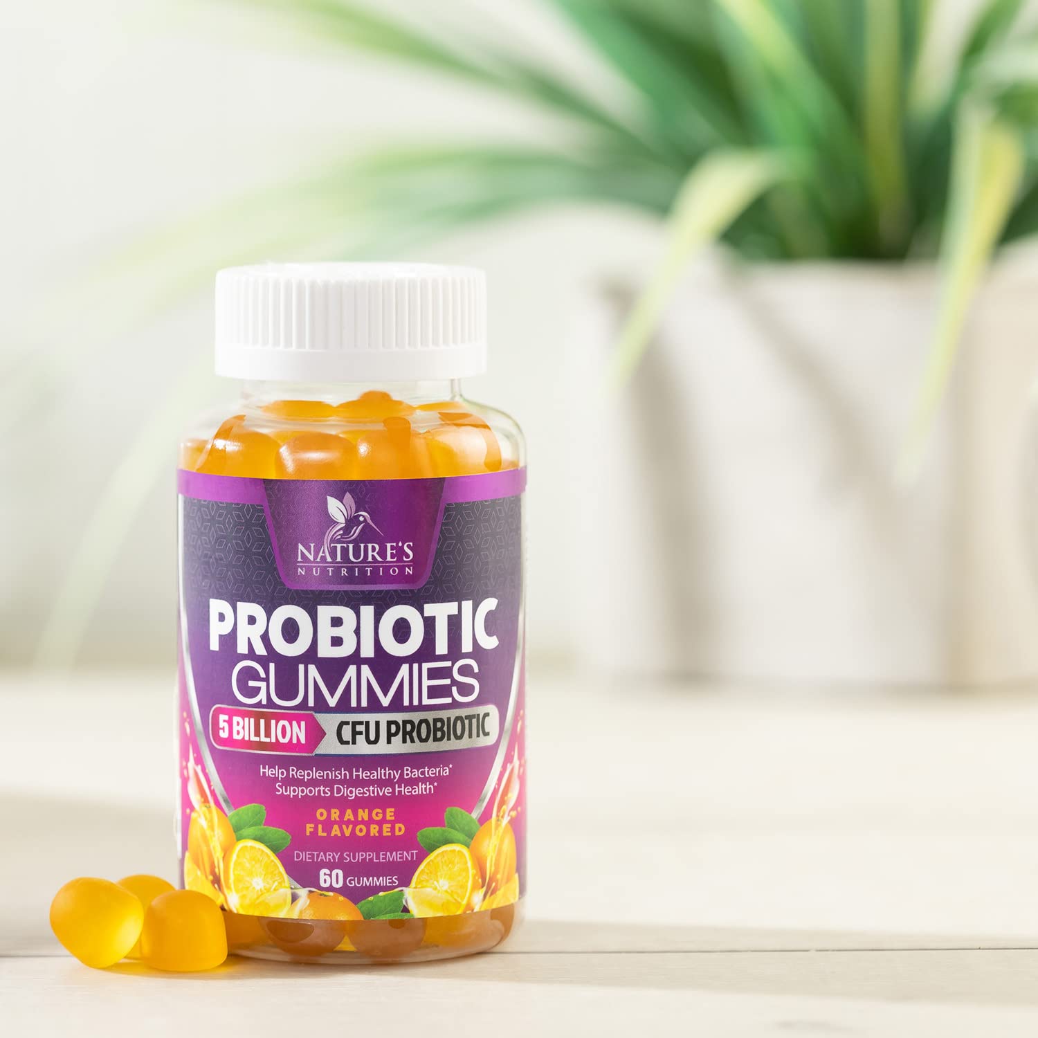Probiotics for Digestive Health Gummies 5 Billion CFU - 6 Unique Strains for Daily Immune Support & Gut Health, Constipation, Gas & Bloating - Best Probiotic Supplement for Women & Men - 60 Gummies Nature's Nutrition uk supplements