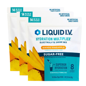Liquid I.V.® Hydration Multiplier Sugar-Free – Mango Pineapple | Electrolyte Powder Drink Mix | 3 Pack (42 Servings) Liquid I.V. uk supplements