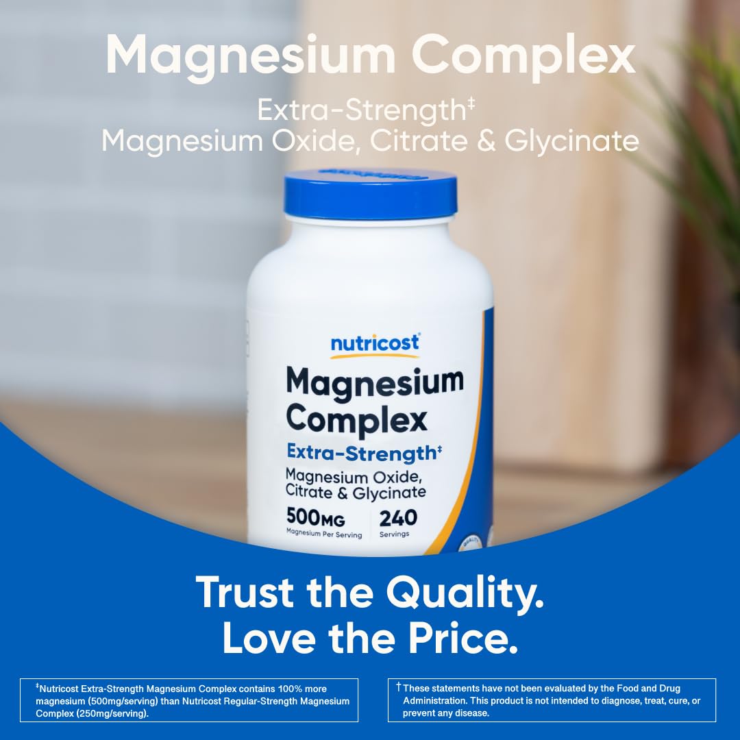 Nutricost Magnesium Complex 500mg, 240 Capsules - Magnesium Oxide, Citrate, and Glycinate - Gluten Free and Non-GMO Nutricost uk supplements
