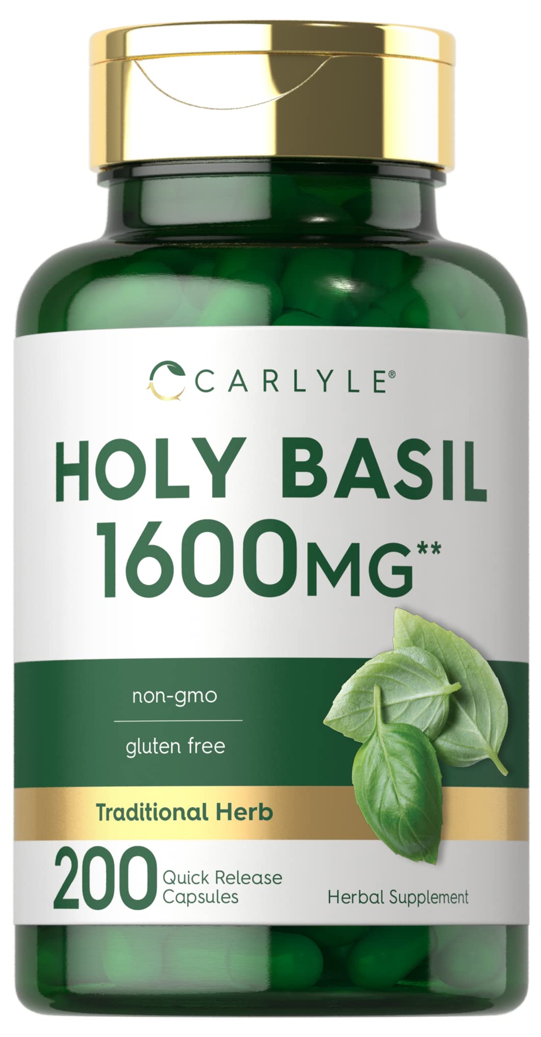 Carlyle Holy Basil Capsules 1600 mg | 200 Count | Tulsi Holy Basil Leaf Extract | Herbal Carlyle uk supplements
