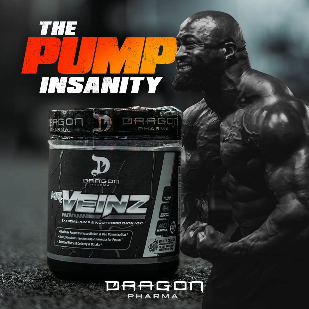 DRAGON PHARMA Mr. Veinz Stim Free Pre-Workout, Extreme Pump & Nootropic Catalyst DRAGON PHARMA uk supplements