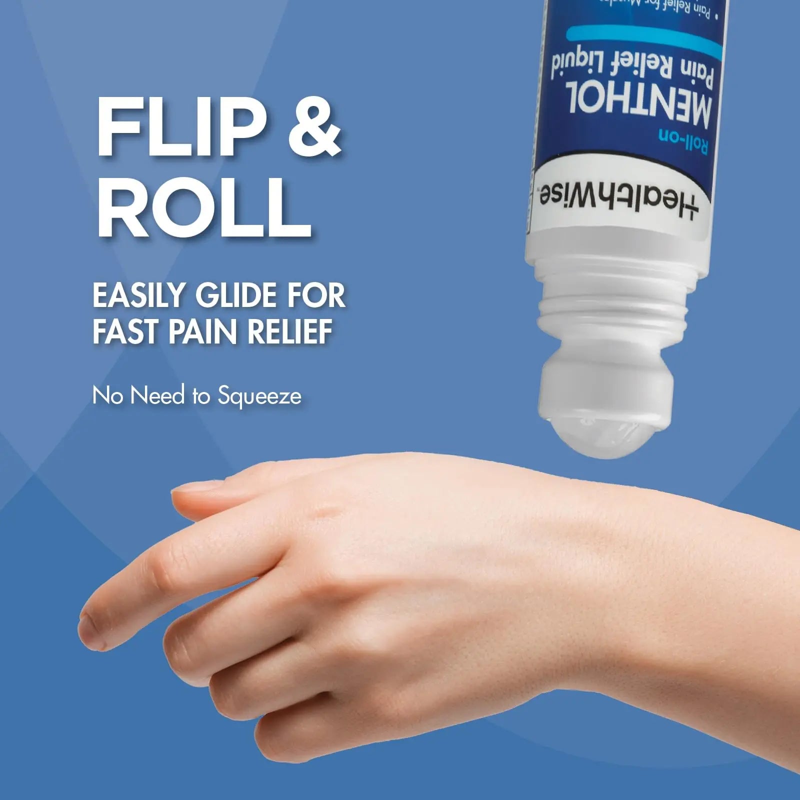 HealthWise 16% Menthol Roll-On | Cold Hot Sensation | Pain Relief Liquid | 2.5 oz. 73 mL | Non-Greasy Formula | Immediate Penetrating Action | Topical Analgesic HealthWise uk supplements