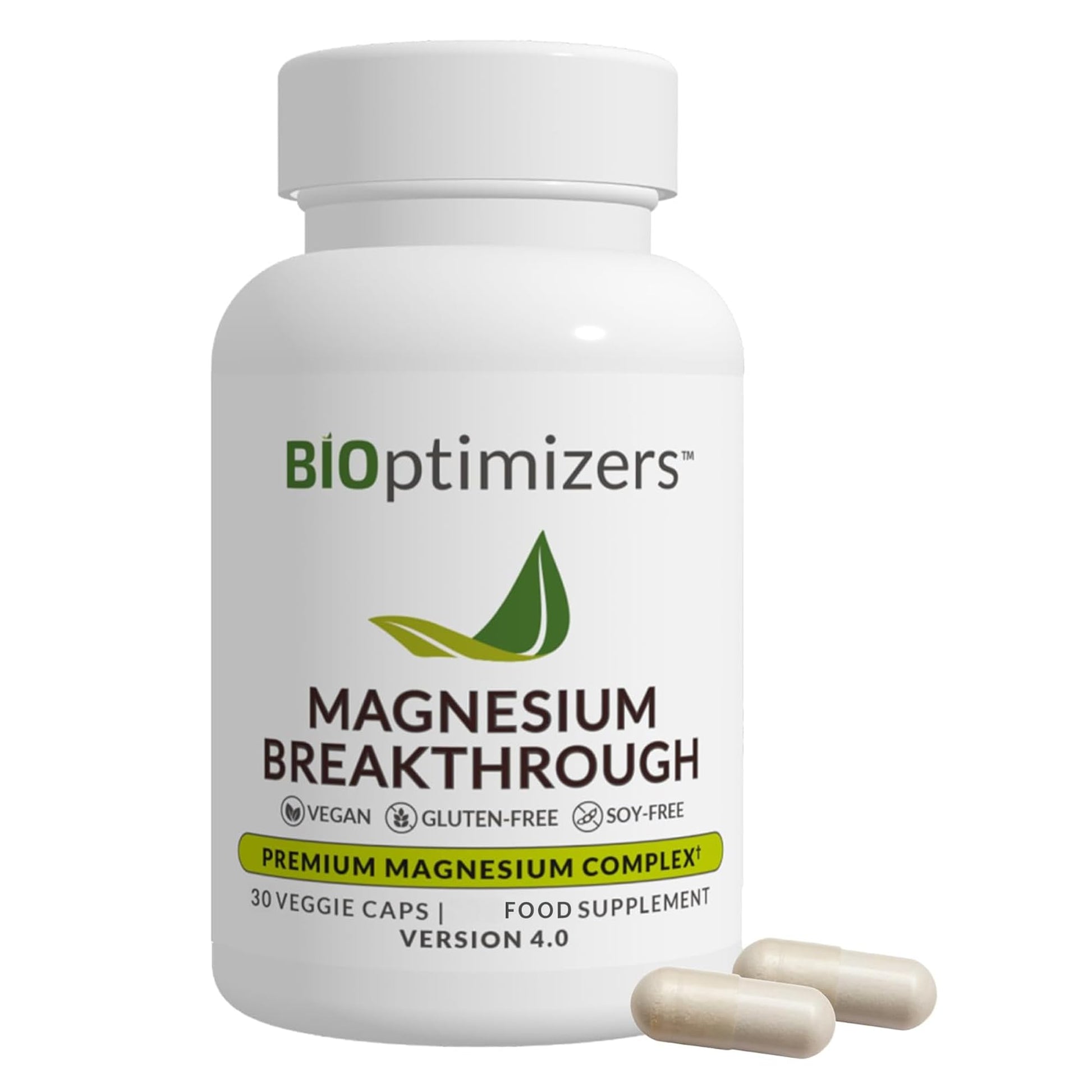 BIOptimizers Magnesium Breakthrough Supplement with 500mg - 7 Forms of Magnesium: Glycinate, Malate, Citrate, and More - Natural Support for Sleep and Cognitive Function -30 Capsules- Calming Vitamins BIOptimizers uk supplements