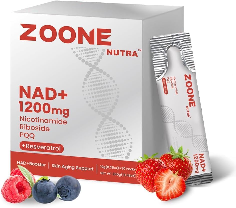 Zoone Nutra NAD Supplement 1200mg with Nicotinamide Riboside, PQQ & Resveratrol – Advanced Cellular Energy & Longevity Support – Anti-Aging Formula for Mental Clarity – 30 Packets Zoone Nutra uk supplements