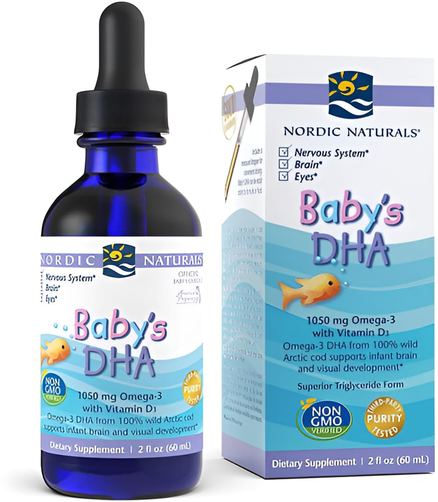 Nordic Naturals Baby’s DHA, Unflavored - 2 oz - 1050 mg Omega-3 + 300 IU Vitamin D3 - Supports Brain, Vision & Nervous System Development in Babies - Non-GMO - Servings May Vary Nordic Naturals uk supplements