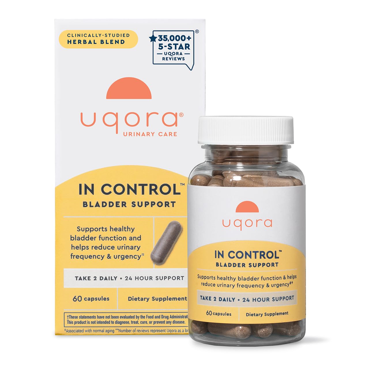 Uqora in Control Bladder Support - Daily Bladder Care & Support for Urinary Comfort - Made with botanicals, Like Horsetail & Spicebush - Gluten-Free & Vegetarian - 60 Capsules Uqora uk supplements