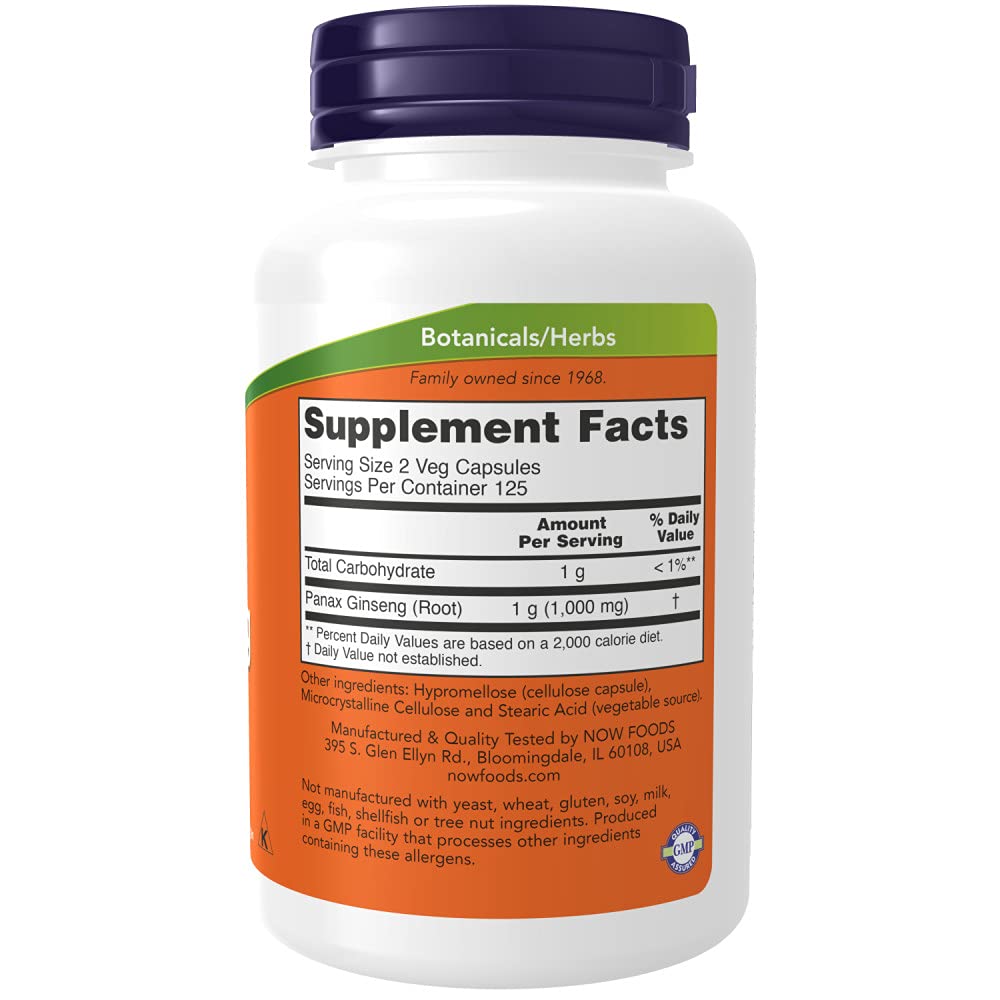 NOW Supplements, Panax Ginseng (Root) 500 mg, Adaptogenic Herb*, 250 Veg Capsules NOW uk supplements
