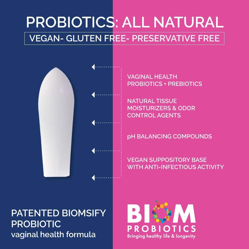 Biom Vaginal Probiotic Suppository: Natural Vaginal pH and Odor Control Regimen; Balance Biom Probiotics uk supplements