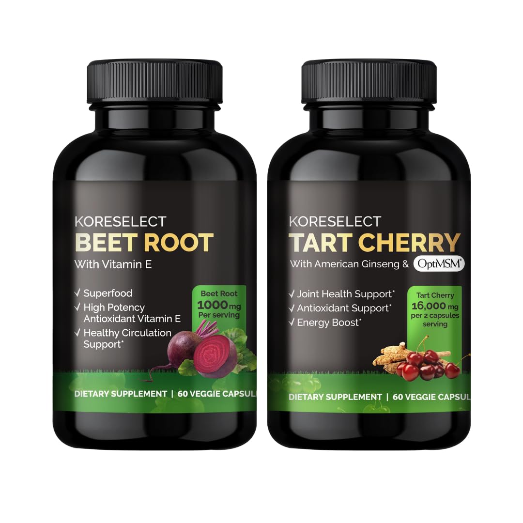KORESELECT Beet Root & Tart Cherry Capsules 16,000mg Capsules Bundle for Nitric Oxide KORESELECT uk supplements