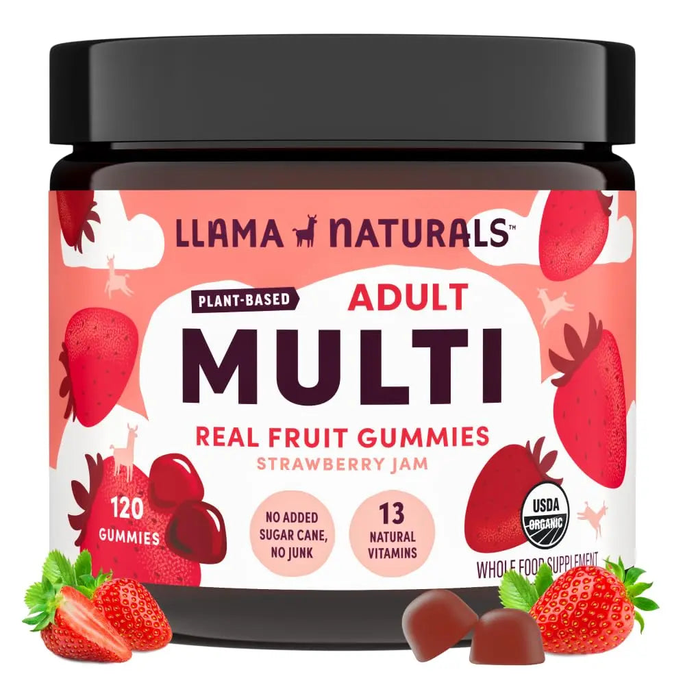 Llama Naturals Multivitamin for Women & Men, Vegan, Organic Gummies with Vitamin D, C & K, Adults Real Fruit Gummy Vitamins Llama Naturals uk supplements