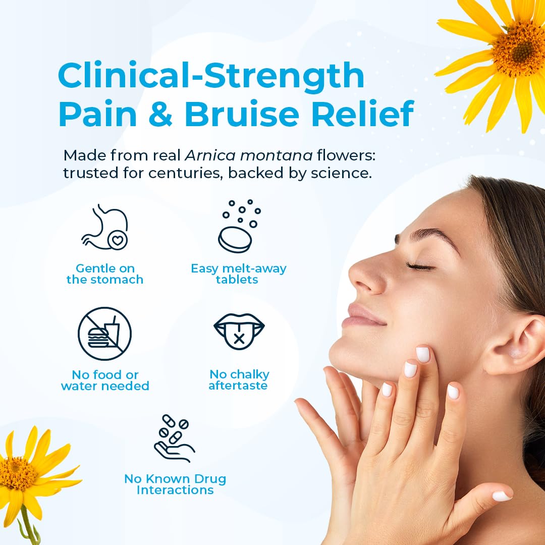 Arnica Montana 30X HPUS, Clinical Grade, Quick Dissolve Tablets, Five-Day Recovery Pack for Pain and Bruise Relief After Surgery or Injury, Natural Healing, Gentle on The Stomach - 30 Count VitaMedica uk supplements
