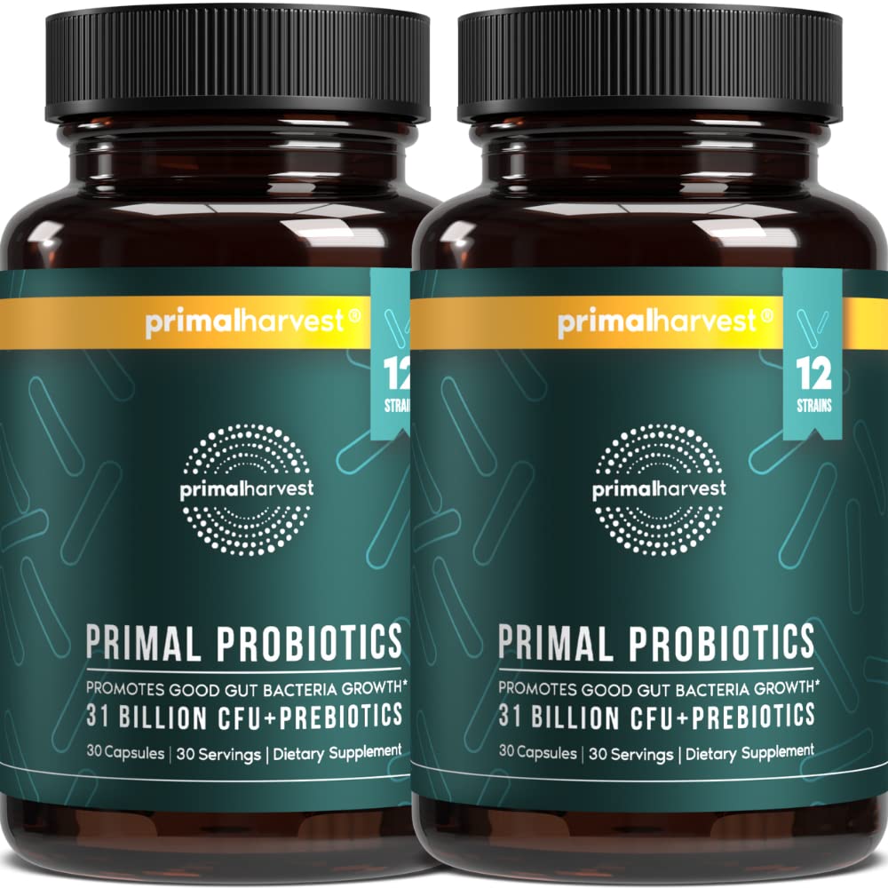 Primal Harvest Probiotics for Women and Men Shelf-Stable with Prebiotics Daily Supplement for Adults 60 Capsules (2 Pack) Primal Harvest uk supplements