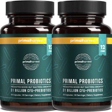 Primal Harvest Probiotics for Women and Men Shelf-Stable with Prebiotics Daily Supplement for Adults 60 Capsules (2 Pack) Primal Harvest uk supplements