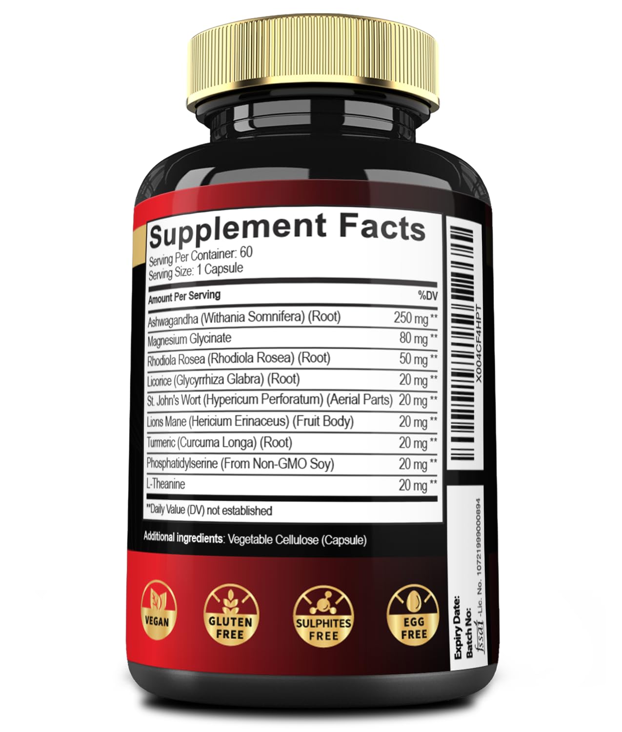 9in1 Cortisol Shield - Ashwagandha & Magnesium Glycinate, Rhodiola, Phosphatidylserine, L-Theanine, Licorice Root, St. John's Wort, Lions Mane - Mind & Mood, Restful Night Support - 60 Capsules Mecisco uk supplements
