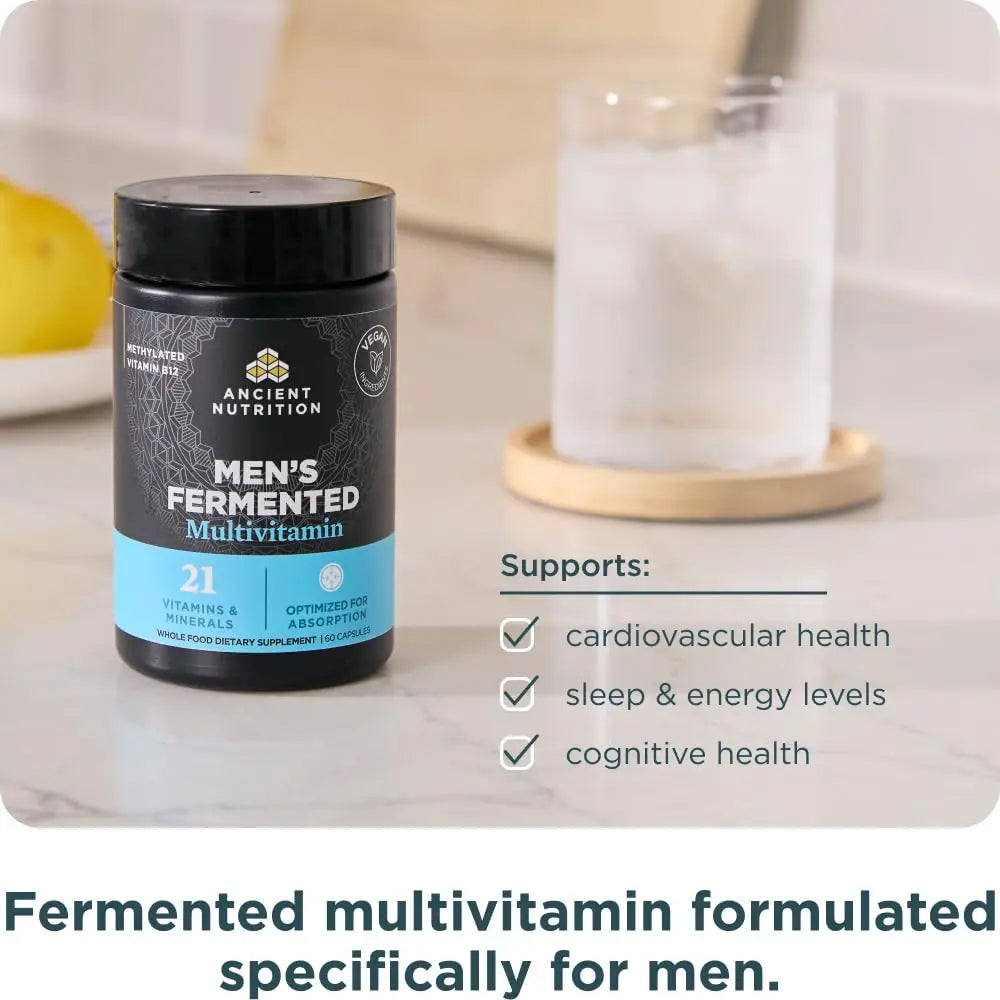 Ancient Nutrition Multivitamin for Men, Men's Fermented Multivitamin with Vitamin A, C, D, E, K, Zinc & Magnesium, Immune Support Ancient Nutrition uk supplements