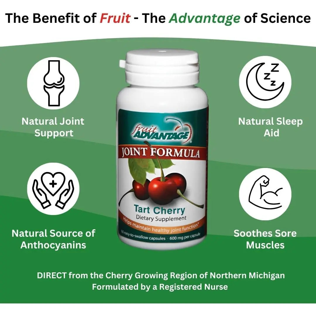 Fruit Advantage Montmorency Tart Cherry Capsules Joint Formula 1200 mg per Serving - 60 Vegetarian Capsules Fruit Advantage uk supplements