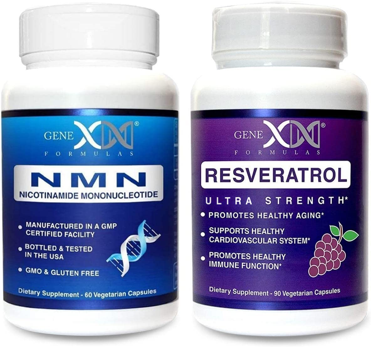 Genex Formulas NMN and Resveratrol Dynamic Duo Supplements | 250mg NAD+ Precursor and Ultra Strength 1500mg Resveratrol w/BioPerine, for Healthy Aging Support Genex Formulas uk supplements