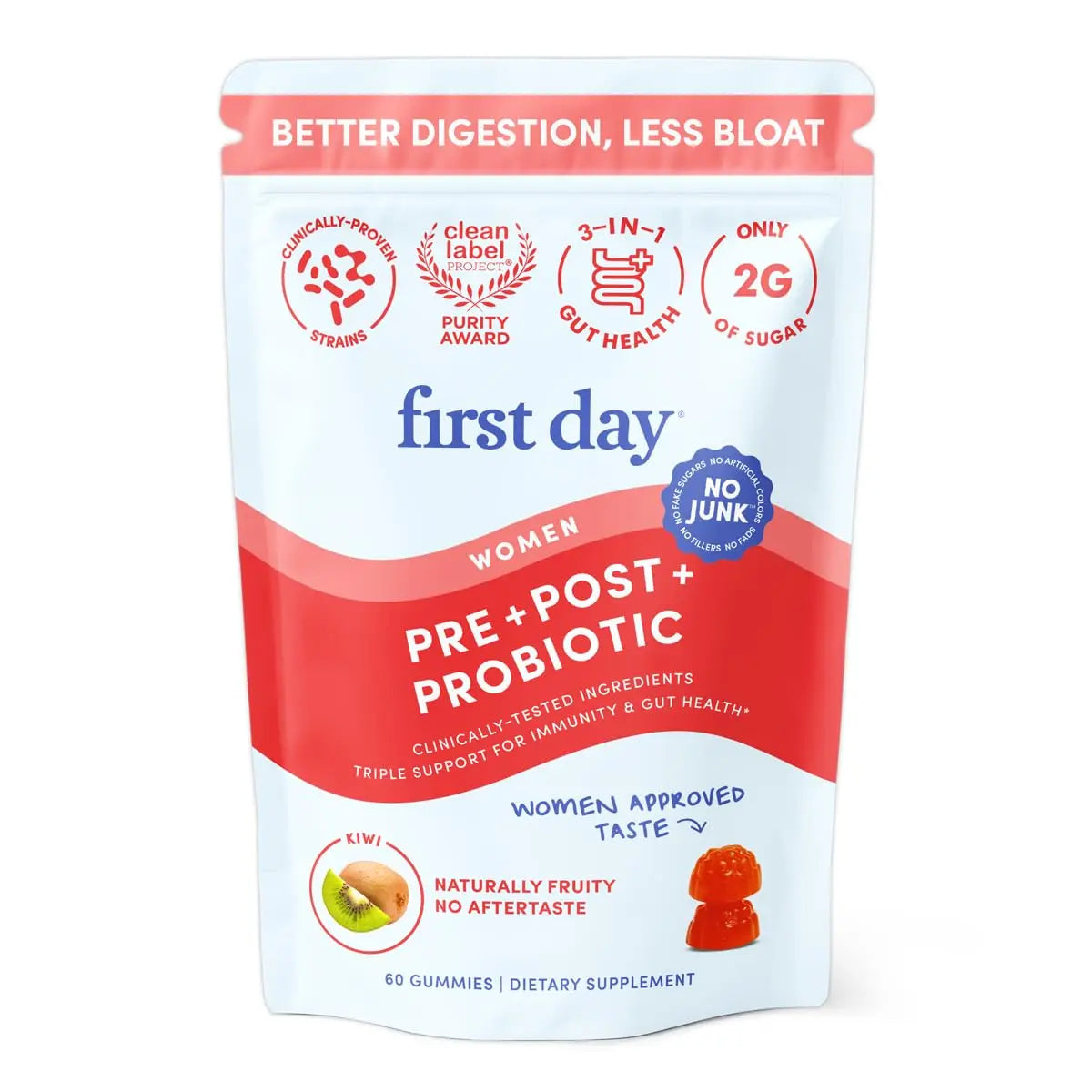 FIRST DAY Women’s Good Gut Tribiotic Gummies – 3-in-1 Prebiotic, Probiotic & Postbiotic Supplement – Supports Immune Function and Digestive FIRST DAY uk supplements