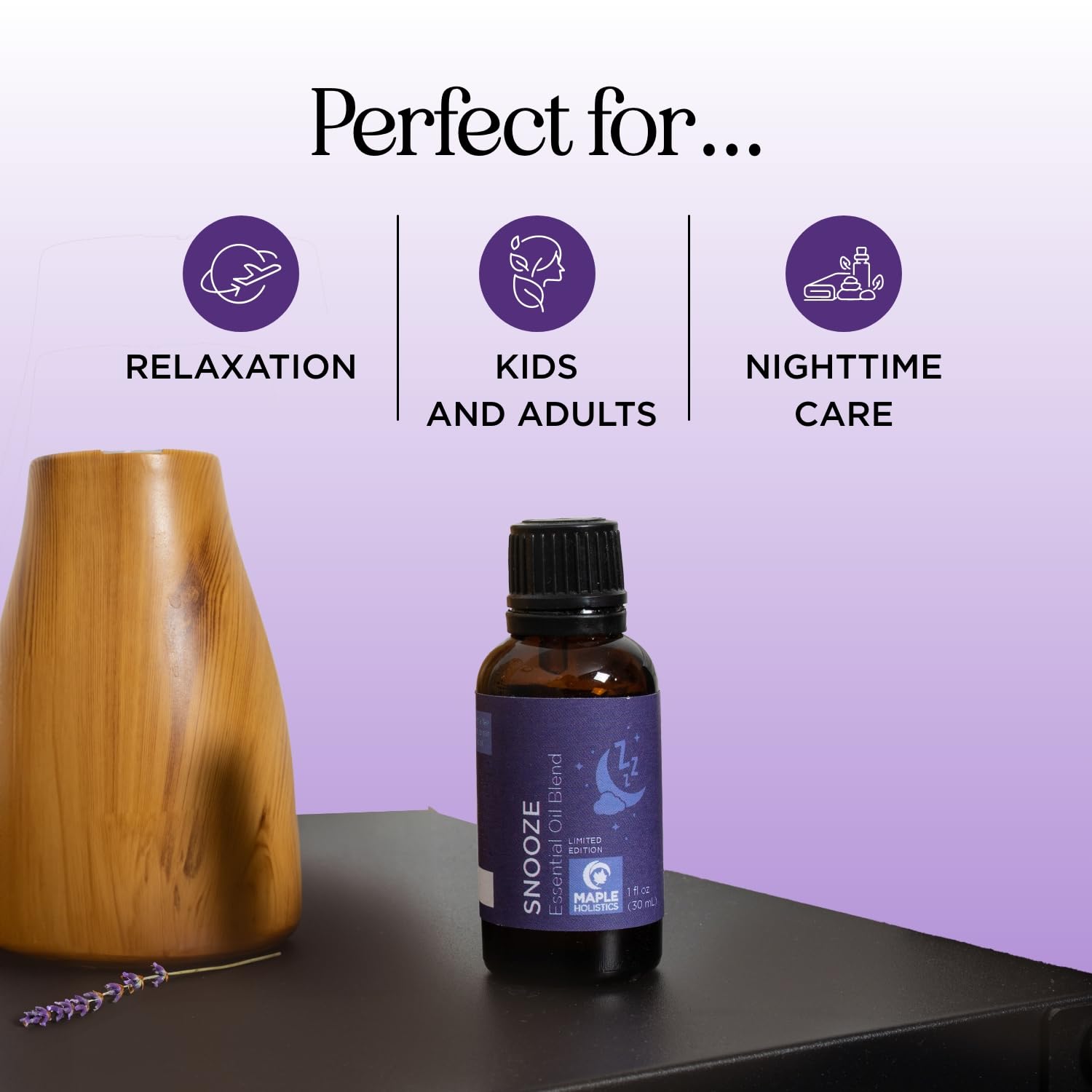 Sleep Essential Oil Blend for Diffuser - Snooze Blend Essential Oil for Sleep with Roman Chamomile Maple Holistics uk supplements