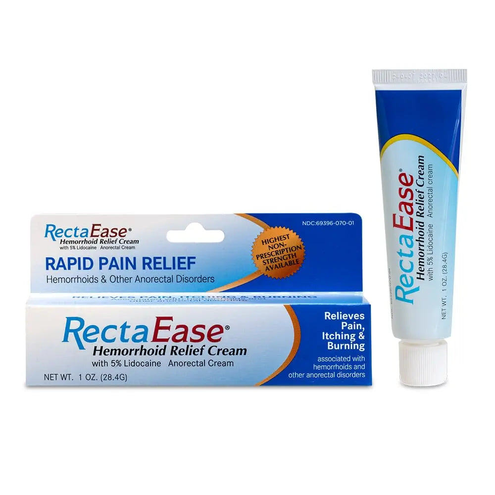 RectaEase 5% Lidocaine Hemorrhoid Topical Relief Cream, Rapid Numbing for Itching & Burning, Extra Strength Anorectal Treatment for Sensitive Areas, Advanced Formula for Fast Soothing Care, 1 oz Tube RectaEase uk supplements
