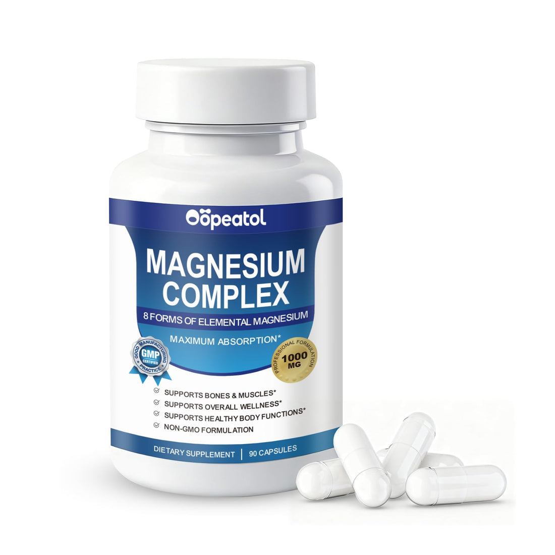 8 in 1 Magnesium Complex Capsules 1000mg for Women and Men - Highly Absorbable Magnesium Supplement Supports Muscle Relaxation Sleep & Energy | NSF Certified, GMP, Gluten Free, Vegan Oopeatol uk supplements