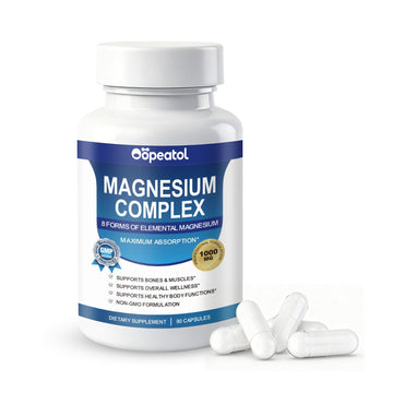 8 in 1 Magnesium Complex Capsules 1000mg for Women and Men - Highly Absorbable Magnesium Supplement Supports Muscle Relaxation Sleep & Energy | NSF Certified, GMP, Gluten Free, Vegan Oopeatol uk supplements