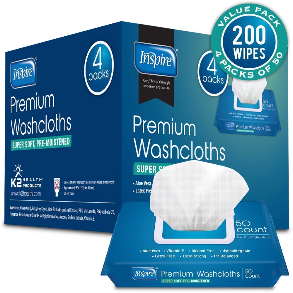 Inspire Adult Wet Wipes, Adult Wash Cloths, Adult Wipes for Incontinence Inspire uk supplements