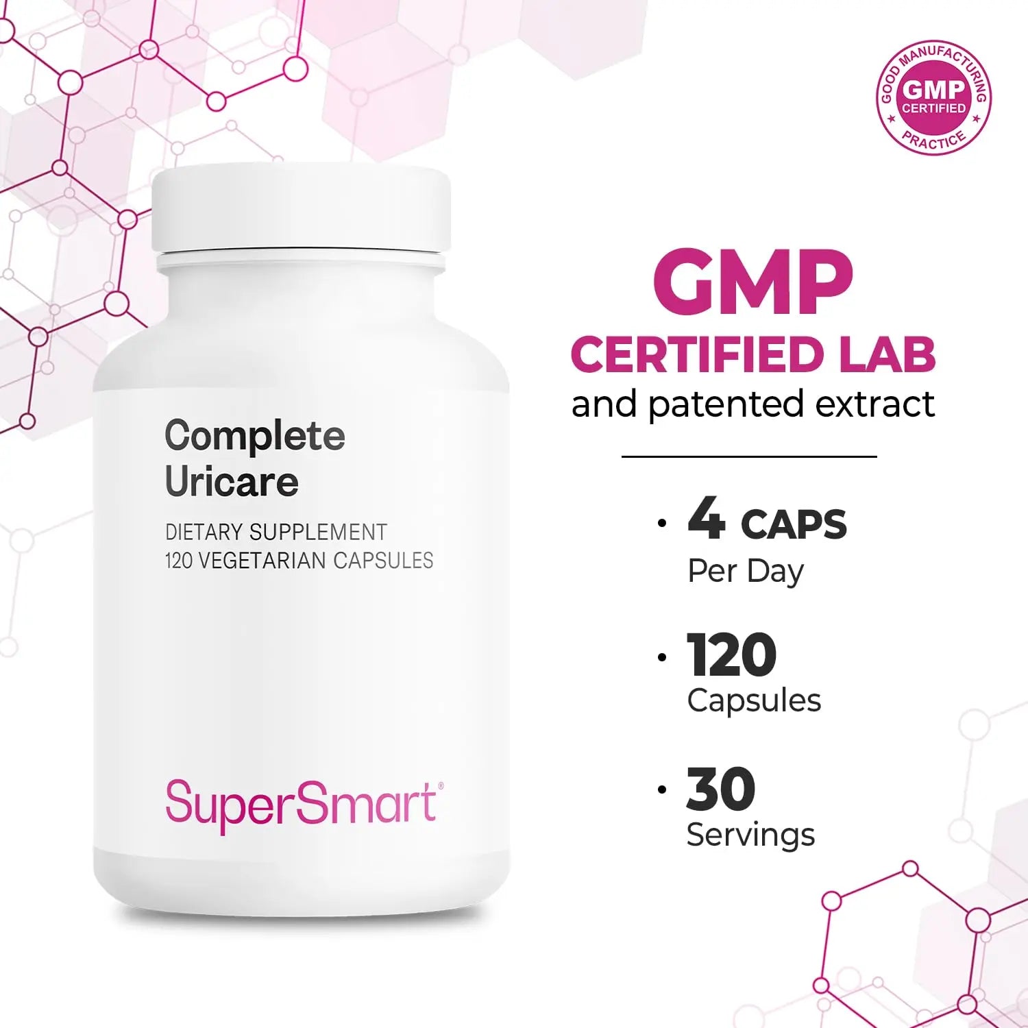 SuperSmart Complete Uricare (Patented & High Strength) - D-mannose, Go Less Pumpkin Seed, Varuna Bark - for Women & Men | Non-GMO & Gluten Free - 120 Vegetarian Capsules Supersmart uk supplements