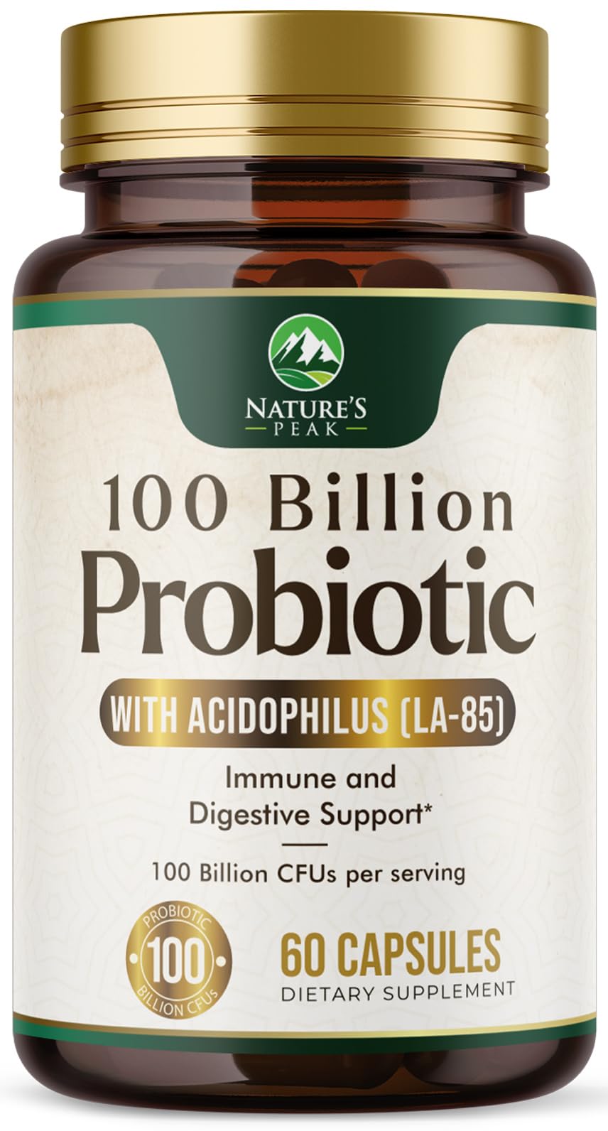 Probiotics 100 Billion CFU Per Serving - 16 Premium Probiotic Strains Prebiotics - Immune Support, Gut Health, Occasional Constipation, Gas & Bloating, Probiotics Supplement, USA Bottled, 60 Capsules Nature's Peak uk supplements