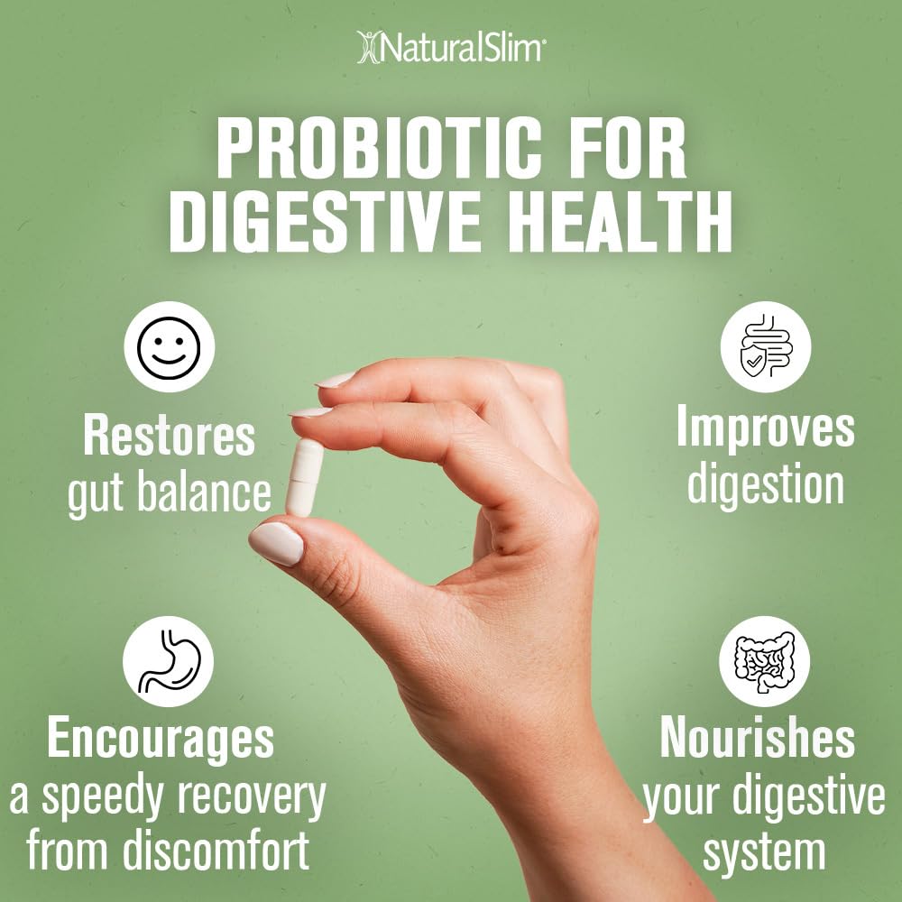 Probiotic Nutritional Supplements Gentle Formula Pro Biotics for Gut Health, Digestive Health, Immune Support, & De-Bloating for Women & Men, 7 Powerful Probiotic Strains, 60 Vegetarian Capsules 3 Pk NaturalSlim uk supplements
