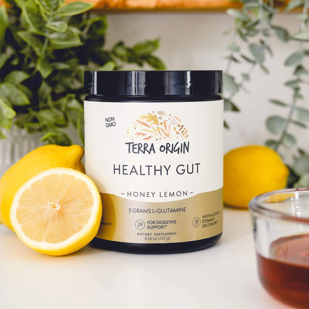 TERRA ORIGIN Healthy Gut Powder (Honey Lemon) | 30-Servings with L-Glutamine TERRA ORIGIN uk supplements